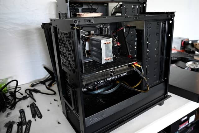 Open computer case on desk
