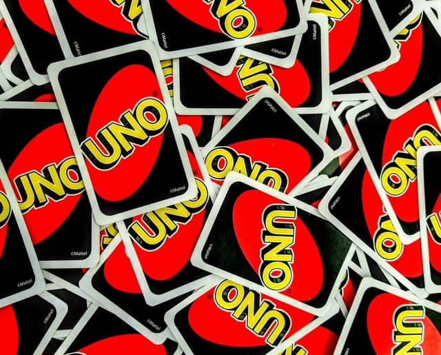 Uno cards scattered across a canvas